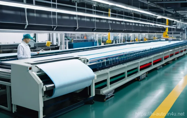 공장자동화와 전력 효율성 - **Modern Textile Factory Revolutionizing Production with Automation**
A wide-angle shot of a bri...