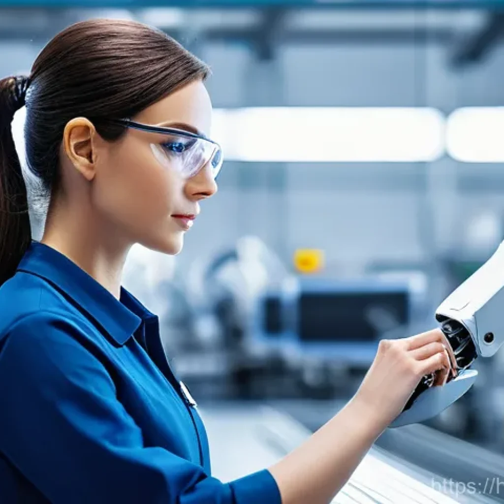공장자동화 관련 직업군 분석 - **Prompt for "Robotics Engineer in a Modern Automated Factory"**:
    "A highly detailed, photoreali...