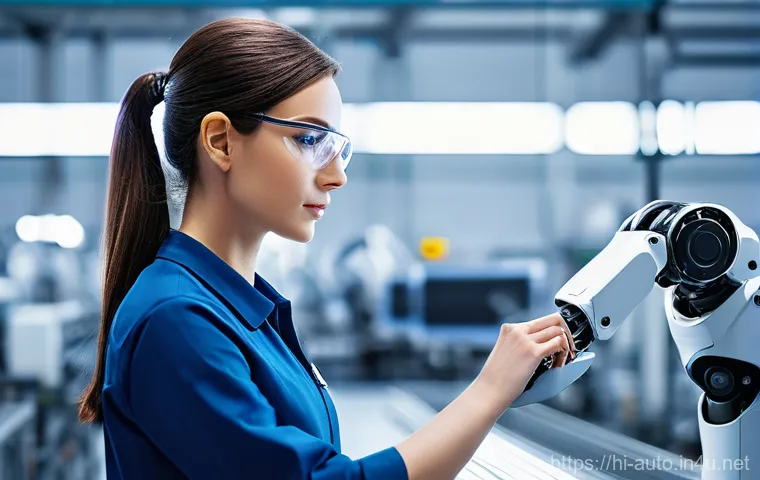 공장자동화 관련 직업군 분석 - **Prompt for "Robotics Engineer in a Modern Automated Factory"**:
"A highly detailed, photoreali...