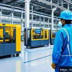 Home 23 자동화 설비 관련 컨퍼런스 일정 - A high-tech industrial manufacturing floor showcasing smart sensors installed on advanced machinery ...