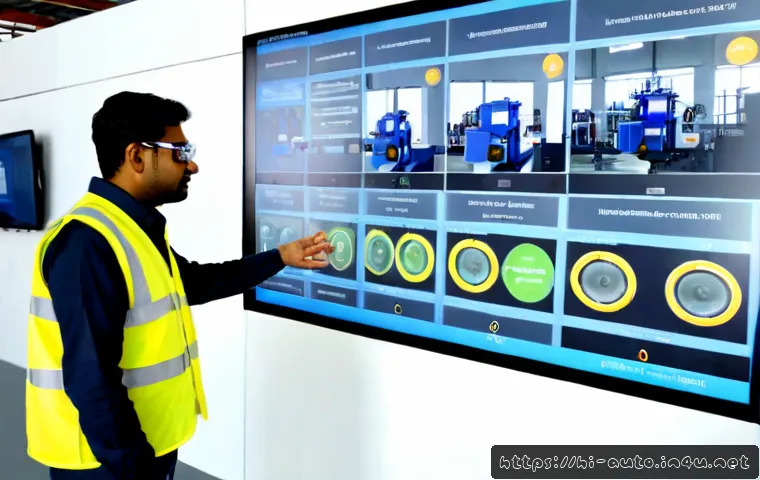 공장자동화 입문자용 추천 영상 - Photorealistic modern factory automation training scene, an Indian adult beginner wearing safety gla...